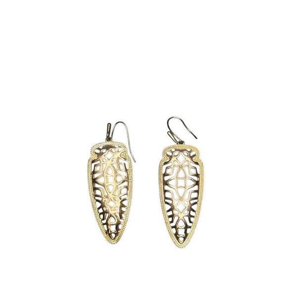 Unique Kendra Scott gold lattice Skylar dangling earrings - Picture 3 of 3